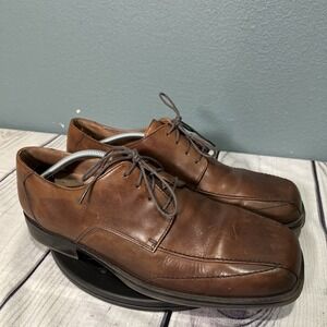Bostonian Mens Vtg Dress Shoes Size 12 Camel Oxford Derby Leather Apron Toe Lace